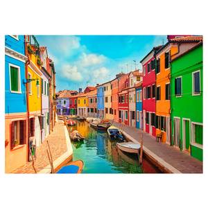 Vliesbehang Colorful Canal in Burano premium vlies - meerdere kleuren - 150 x 105 cm