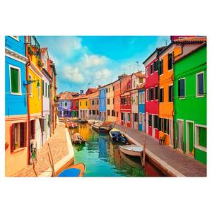 Vliesbehang Colorful Canal in Burano premium vlies - meerdere kleuren - 200 x 140 cm