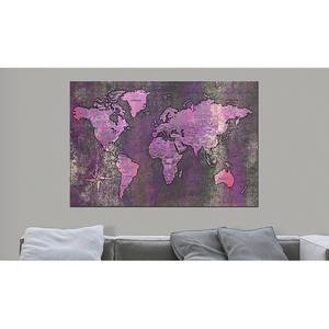 Korkbild Amethyst Map Kork - Violett / Beige - 90 x 60 cm