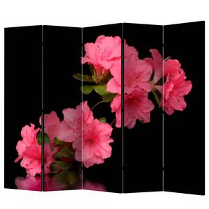 Paravent Azalea in Black Vlies - Schwarz / Pink - 5-teilig