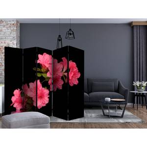 Kamerscherm Azalea in Black vlies - zwart/roze - 5-delige set