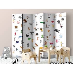 Kamerscherm Kids Animals vlies - wit/meerdere kleuren - 5-delige set