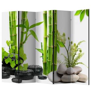 Kamerscherm Bamboos & Stones vlies - wit/groen - 5-delige set