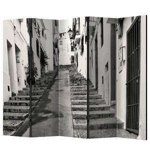 Paravent Altea Old Town (5 éléments) Intissé - Blanc / Noir - 225 x 172 cm