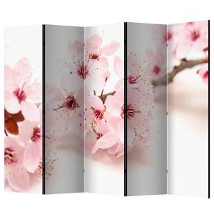 Paravent Cherry Blossom Intissé - Blanc / Rose - 225 x 172 cm