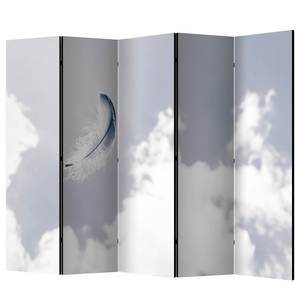 Paravent Angelic Feather (5-teilig) Vlies - Grau / Weiß - 225 x 172 cm