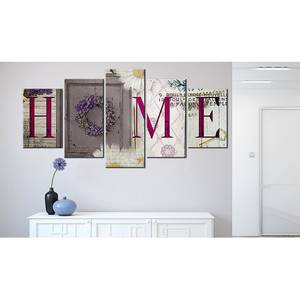 Bild Welcome Home Leinen - Mehrfarbig - 100 x 50 cm