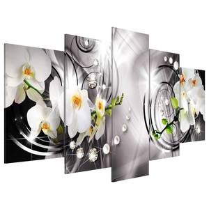Bild Orchid, Pearls & Diamonds Leinen - Mehrfarbig - 100 x 50 cm