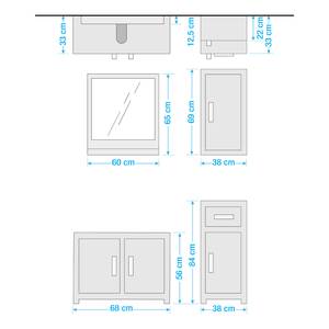 Set di mobili da bagno Ohio II (4 pezzi) Sheesham massello