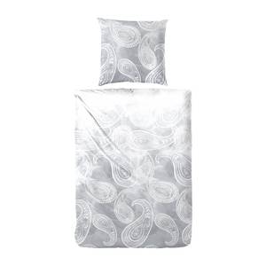 Parure de lit en satin Bellapais Coton - Blanc / Gris - 155 x 220 cm + oreiller 80 x 80 cm
