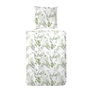 Parure de lit en percale Nateby Coton - Vert pâle - 135 x 200 cm + oreiller 80 x 80 cm