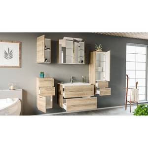 Salle de bain Homeline II (5 éléments) Avec éclairage - Imitation chêne clair