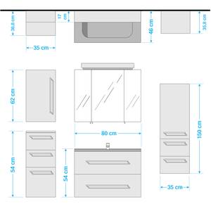 Salle de bain Homeline II (5 éléments) Avec éclairage - Imitation chêne clair