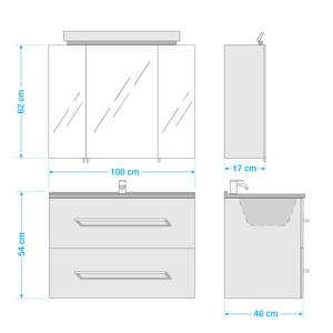 Badkamerset Homeline I (2-delig) inclusief verlichting - Concrete look - Breedte: 100 cm