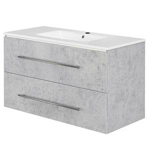 Badkamerset Homeline I (2-delig) inclusief verlichting - Concrete look - Breedte: 100 cm