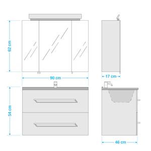 Badkamerset Homeline I (2-delig) inclusief verlichting - Hoogglans wit - Breedte: 90 cm