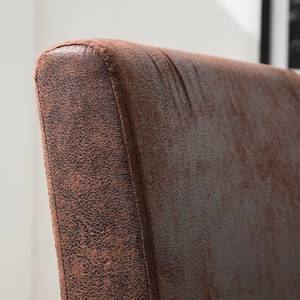 Chaises capitonnées Nella I (lot de 2) Microfibre /Hévéa massif - Marron vintage / Marron foncé