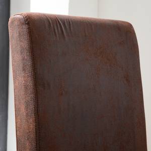 Gestoffeerde stoelen Nella I (set van 2) microvezel/massief rubberboomhout - vintage bruin/donkerbruin