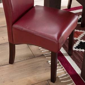 Gestoffeerde stoelen Nello I (set van 2) kunstleer/ massief rubberboomhout - donkerbruin - Schoorsteen rood - Set van 2