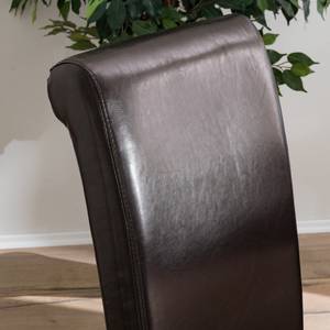 Gestoffeerde stoelen Nello I (set van 2) kunstleer/ massief rubberboomhout - donkerbruin - Donkerbruin - Set van 2