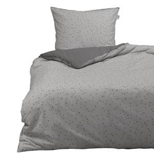 Parure de lit en satin mako Aquaflower Coton - Gris clair - 135 x 200 cm + oreiller 80 x 80 cm