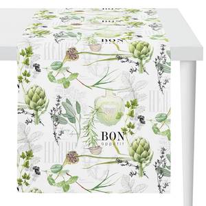 Chemin de table 7188 Coton - Blanc / Vert