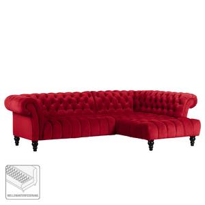 Canapé d’angle Fireside II Velours - Rouge - Méridienne longue à droite (vue de face)