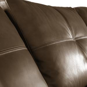 Canapé d’angle Arkville Cuir véritable - Noix de muscade - Méridienne courte à droite (vue de face)
