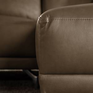 Canapé d’angle Arkville Cuir véritable - Noix de muscade - Méridienne courte à droite (vue de face)