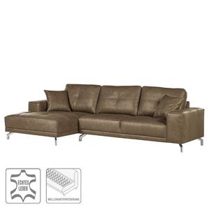 Ecksofa Arkville Echtleder - Muskat - Longchair davorstehend links