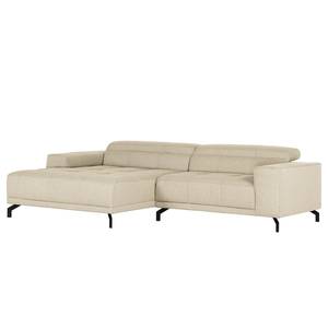 Ecksofa Ashwell Flachgewebe - Beige - Longchair davorstehend links