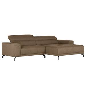 Ecksofa Ashwell Flachgewebe - Nougat - Longchair davorstehend rechts