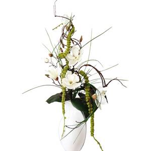 Dekostrauß Magnolie Weiß - Kunststoff - Textil - 60 x 30 x 10 cm