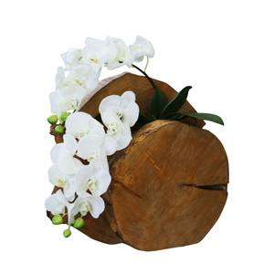 Arrangement Orchidee in Hout I Wit - Plastic - Textiel - Hout - 35 x 35 x 8 cm