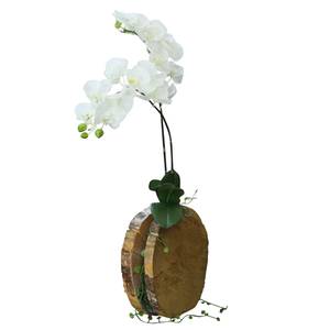 Arrangement Orchidee in Hout II Wit - Plastic - Textiel - Hout - 28 x 80 x 8 cm