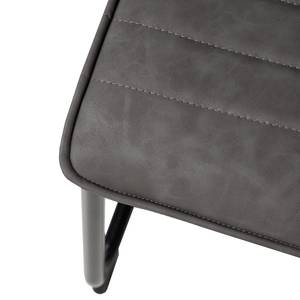 Chaises cantilever Lylen (lot de 2) Imitation cuir / Acier - Noir - Gris vintage