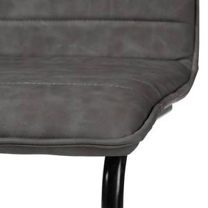 Chaises cantilever Lylen (lot de 2) Imitation cuir / Acier - Noir - Gris vintage