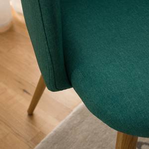 Chaise à accoudoirs Vale Tissu / Acier - Imitation chêne - Vert