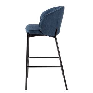 Chaise de bar Cantil Tissu / Acier - Noir - Bleu foncé