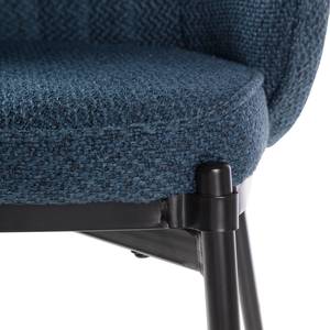 Chaise de bar Cantil Tissu / Acier - Noir - Bleu foncé