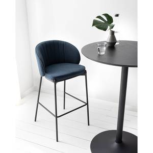 Chaise de bar Cantil Tissu / Acier - Noir - Bleu foncé