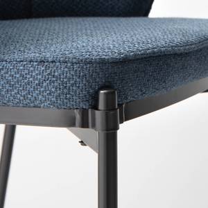 Chaise de bar Cantil Tissu / Acier - Noir - Bleu foncé