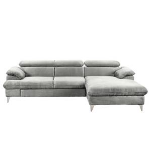 Ecksofa Coto II Microfaser - Lichtgrau - Longchair davorstehend rechts - Keine Funktion