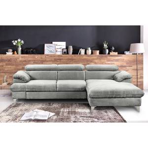 Ecksofa Coto II Microfaser - Lichtgrau - Longchair davorstehend rechts - Keine Funktion