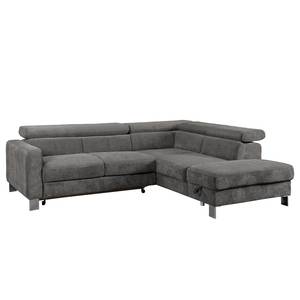 Ecksofa Baxter II Microfaser - Grau - Ottomane davorstehend rechts