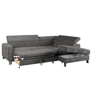 Ecksofa Baxter II Microfaser - Grau - Ottomane davorstehend rechts