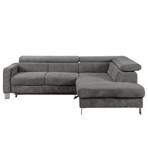 Ecksofa Baxter II Microfaser - Grau - Ottomane davorstehend rechts