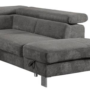 Ecksofa Baxter II Microfaser - Grau - Ottomane davorstehend rechts