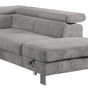 Ecksofa Baxter II Microfaser - Lichtgrau - Ottomane davorstehend rechts