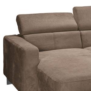 Wohnlandschaft Baxter I Microfaser - Taupe - Longchair davorstehend links / Ottomane rechts - Keine Funktion